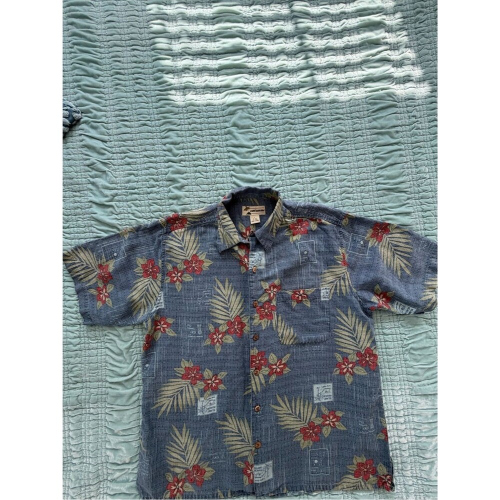 Cafe Havana Blue Floral Short-Sleeve Button-Down Shirt-Large